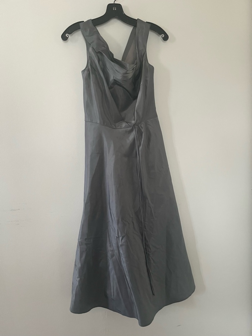 Banana Republic Gray Silk Satin Midi Dress 4 Minimalist Elegant Evening Cocktail